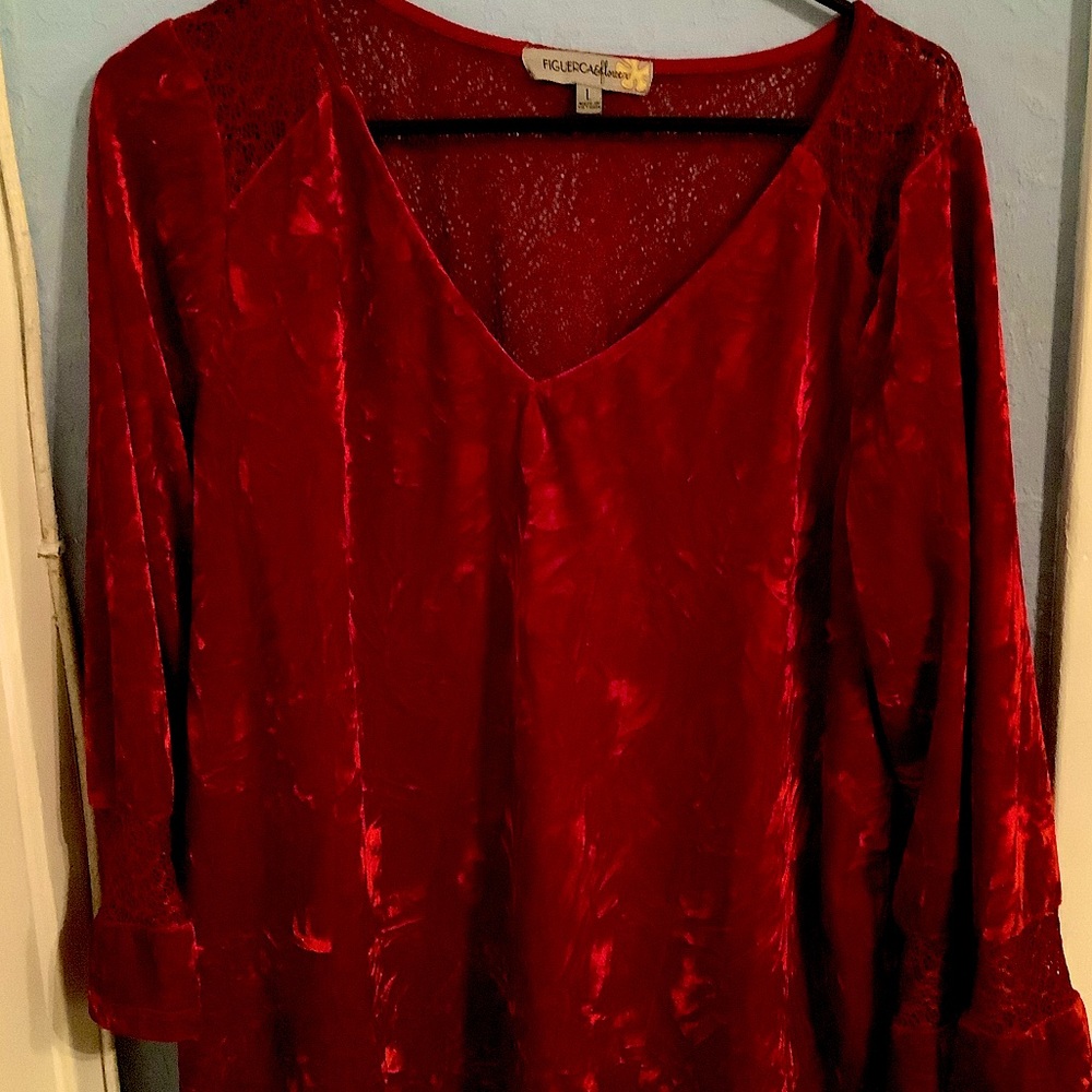 Red / Crimson Crushed Velvet Top